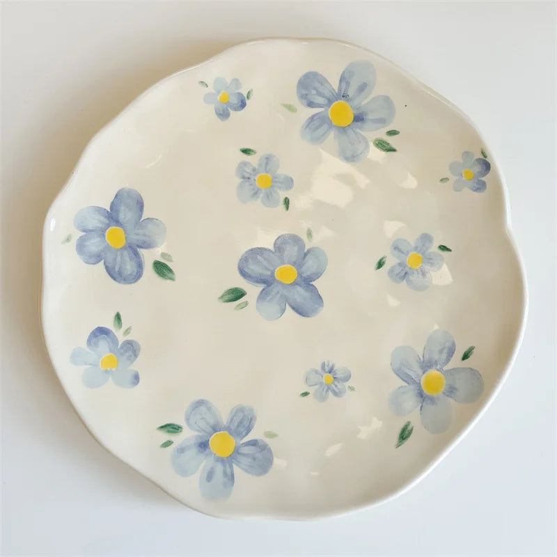 Creative Hand-painted Flower Pattern Ceramic Plate
